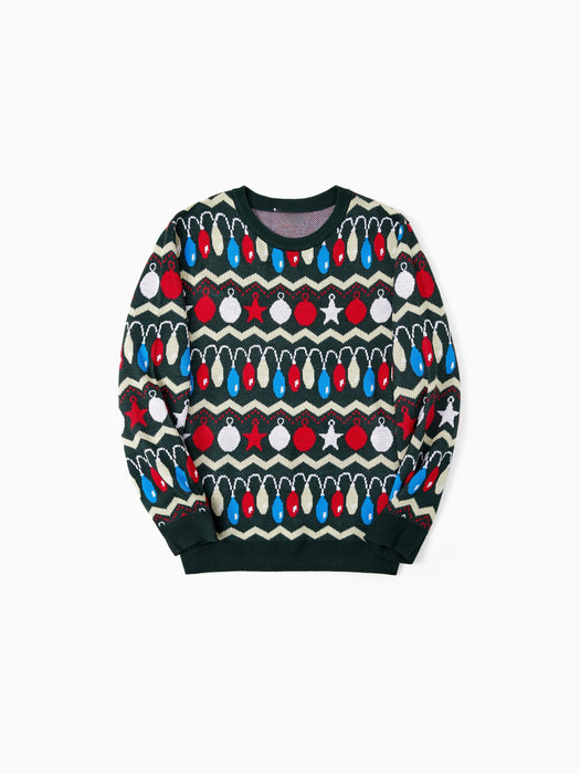 Festive Christmas Lights Matching Family Sweater Set