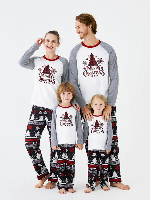 Christmas Tree Snowflake And Letters Print Family Matching Set