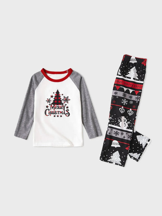 Christmas Tree Snowflake And Letters Print Family Matching Set