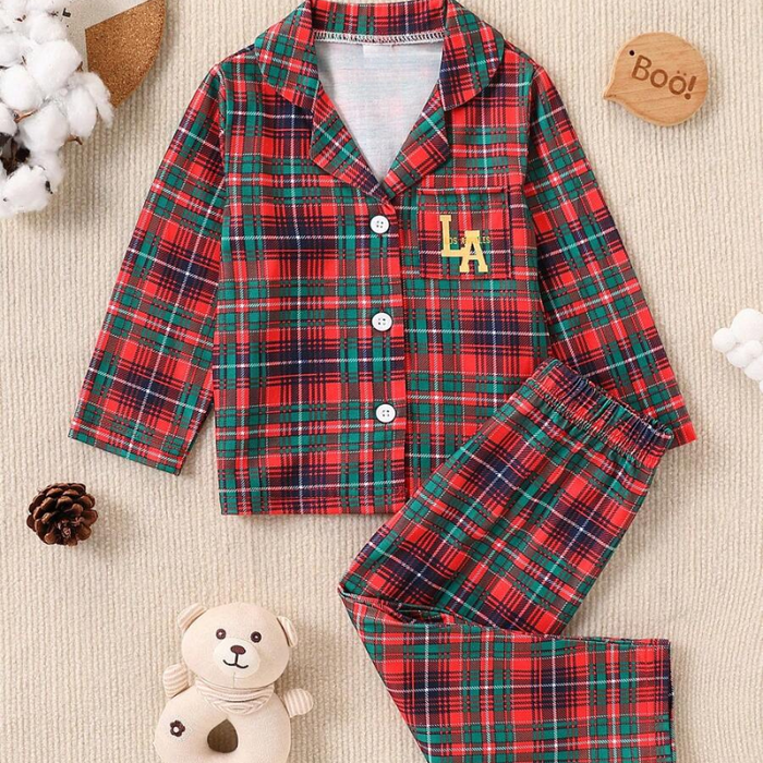 Christmas Plaid Long Sleeve Family Matching Pajamas Set