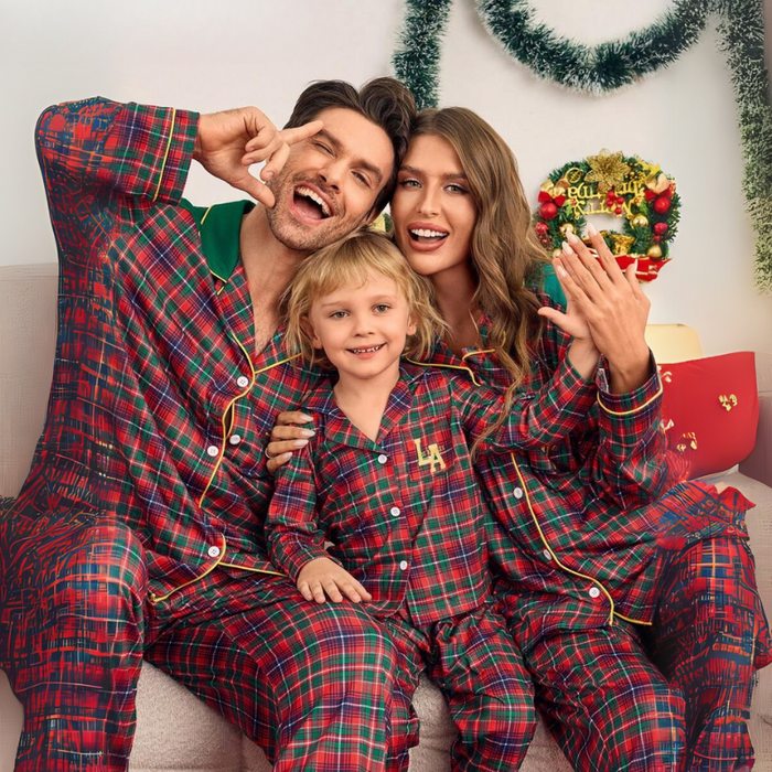 Christmas Plaid Long Sleeve Family Matching Pajamas Set