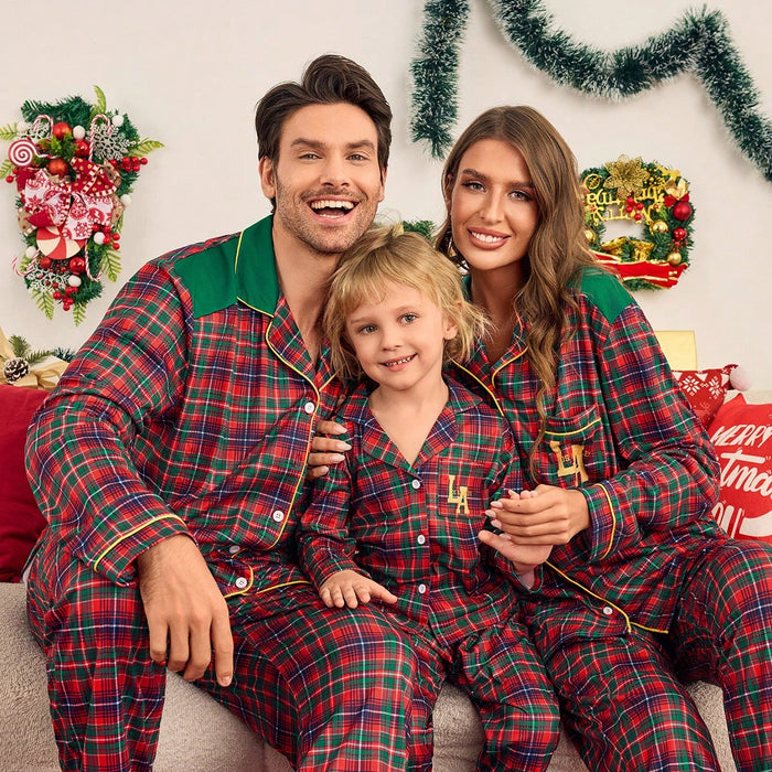 Christmas Plaid Long Sleeve Family Matching Pajamas Set