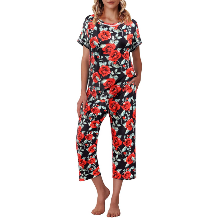 Floral Print Capri Pajama Set