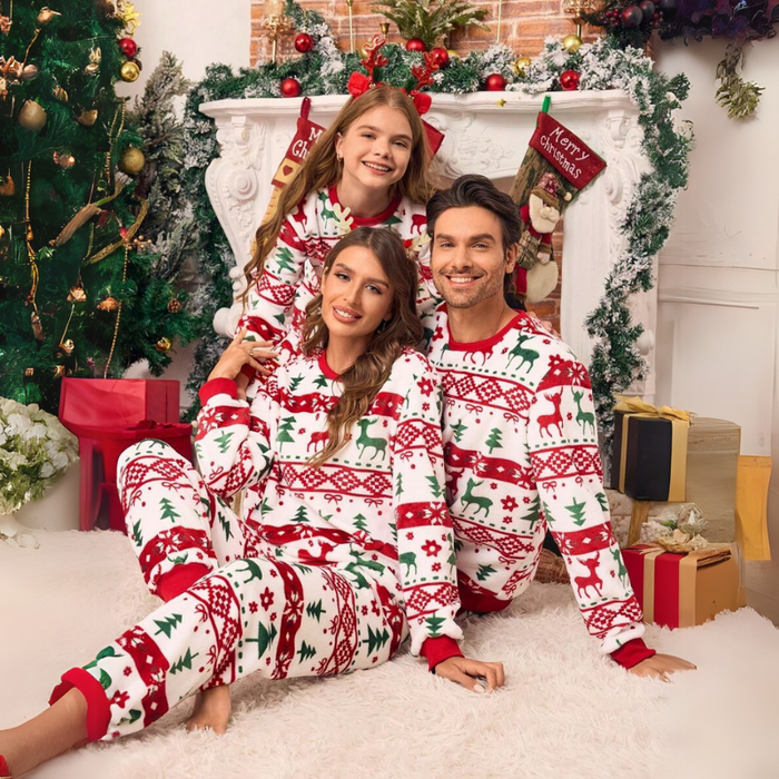 Festive Christmas Reindeer Print Family Matching Pajamas Set