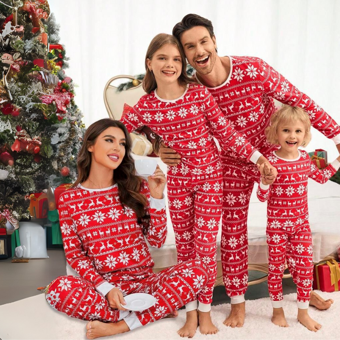 Festive Reindeer Print Matching Family Pajama Set