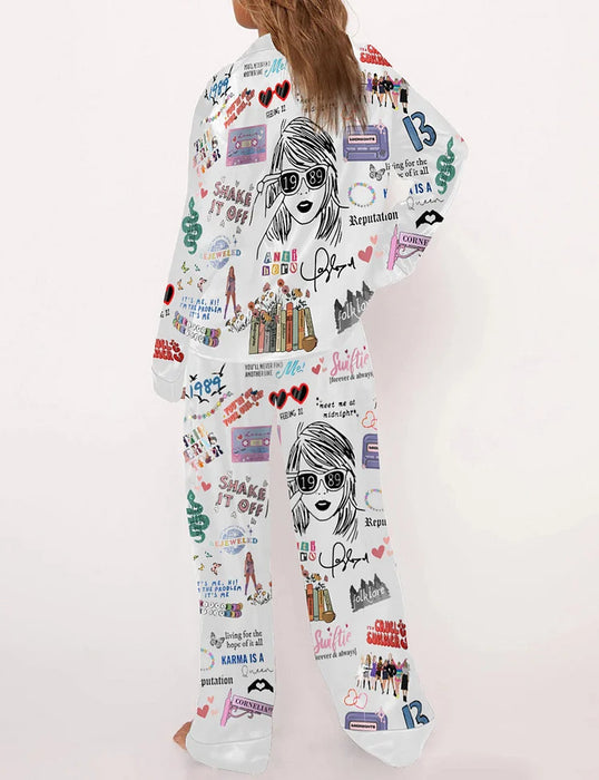 Graphic Printed Two Piece Pajama Set