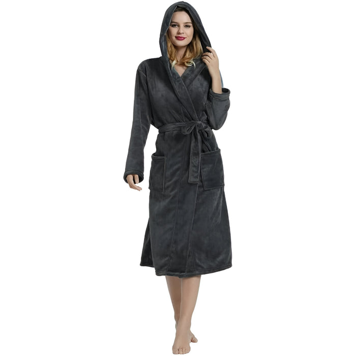 Hooded Long Fleece Robe