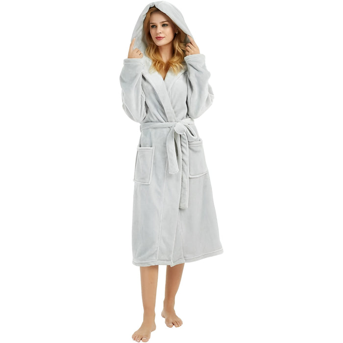 Hooded Long Fleece Robe