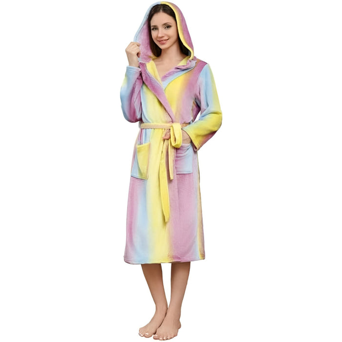 Long Fleece Bathrobe with Hood