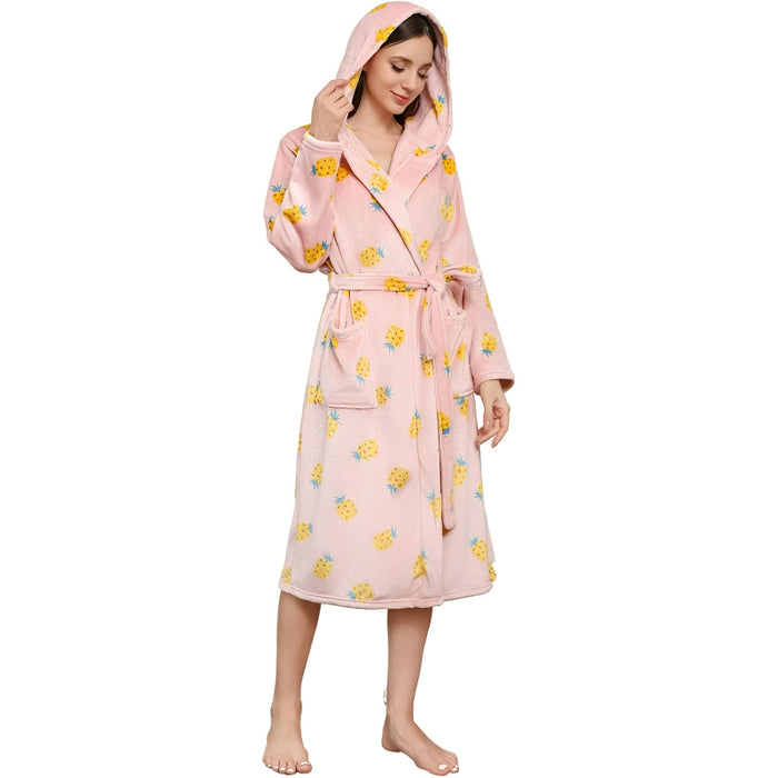 Long Fleece Bathrobe with Hood