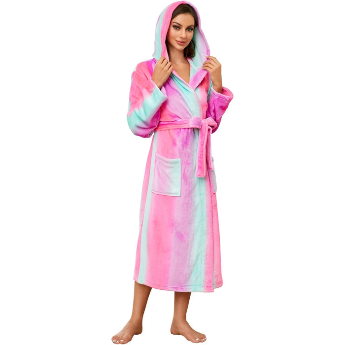 Long Fleece Bathrobe with Hood