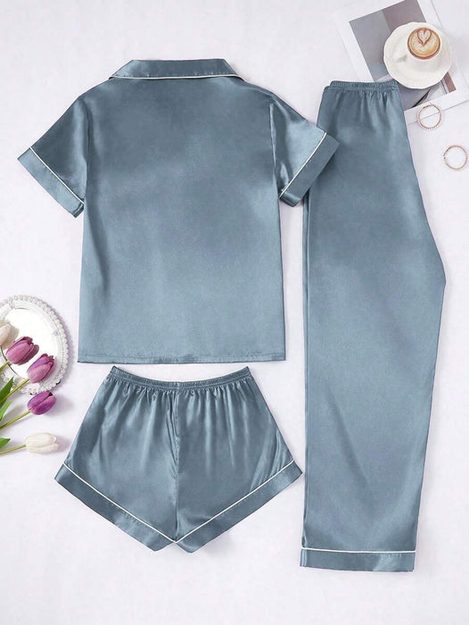 Three Piece Button Up Pajama Set