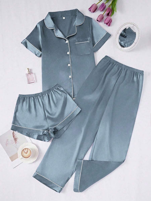 Three Piece Button Up Pajama Set