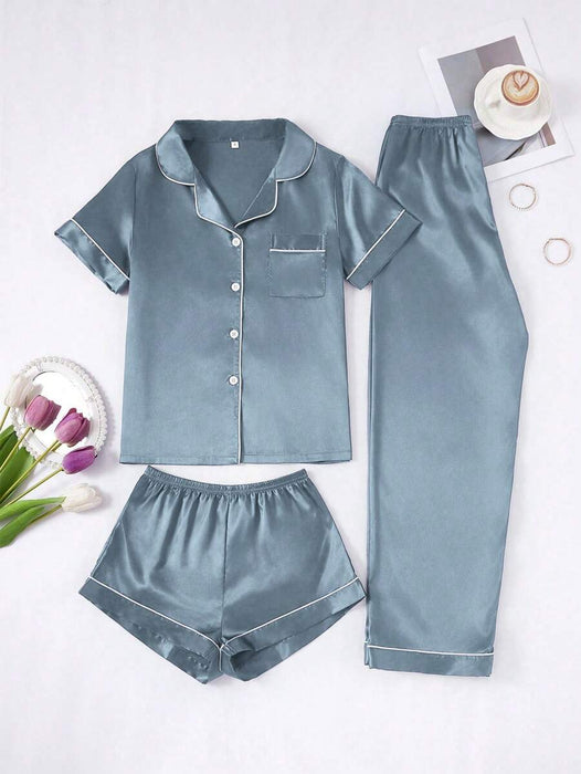 Three Piece Button Up Pajama Set