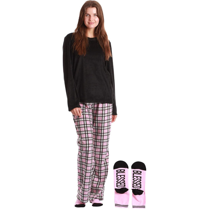 Plaid Pajama Set With Coordinating Socks