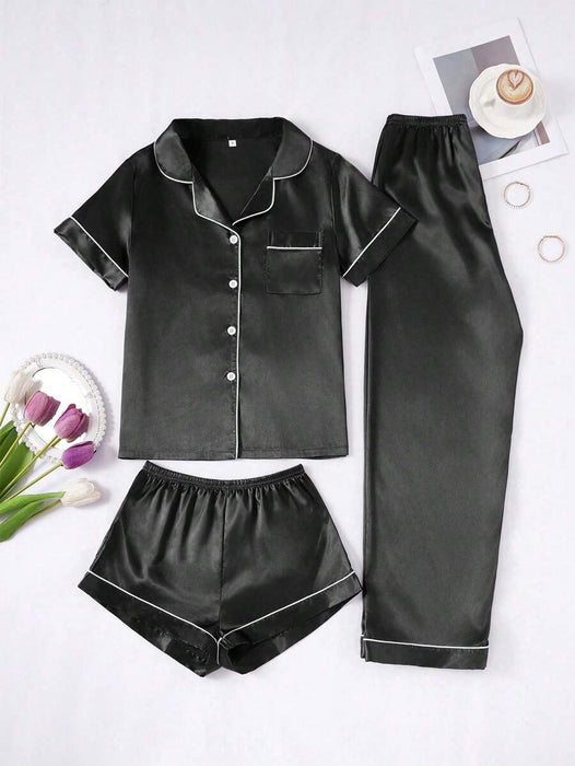 Three Piece Button Up Pajama Set