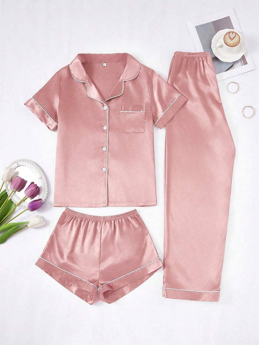 Three Piece Button Up Pajama Set