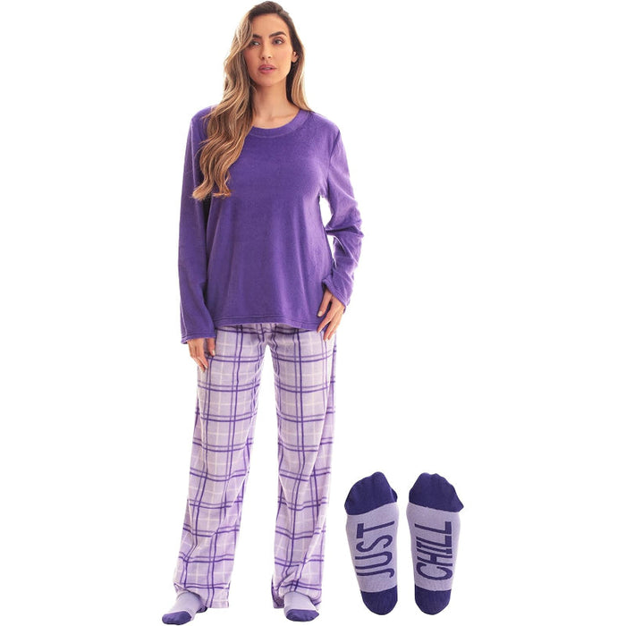 Plaid Pajama Set With Coordinating Socks