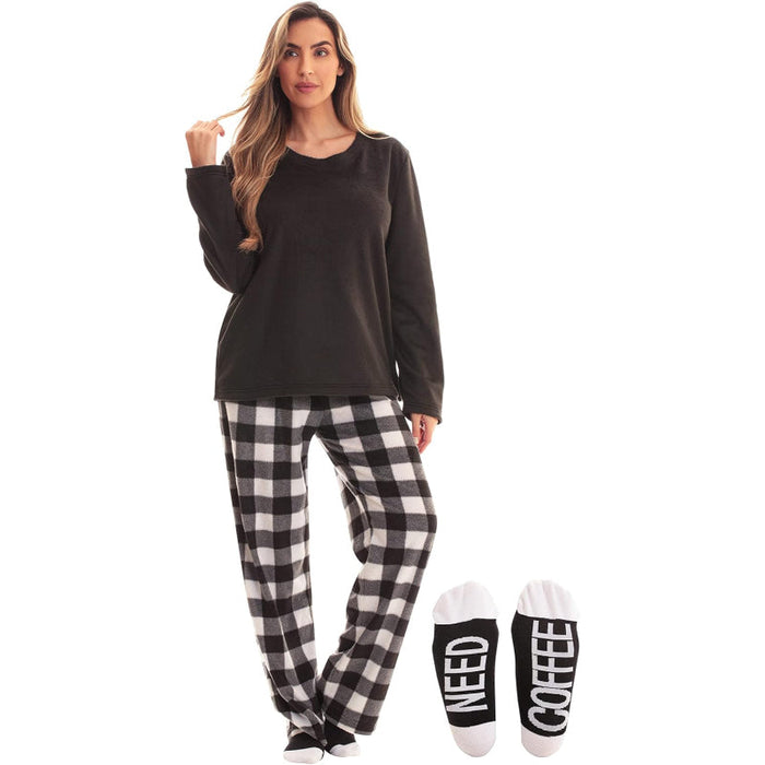 Plaid Pajama Set With Coordinating Socks