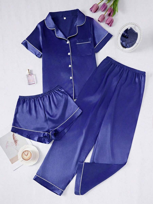 Three Piece Button Up Pajama Set