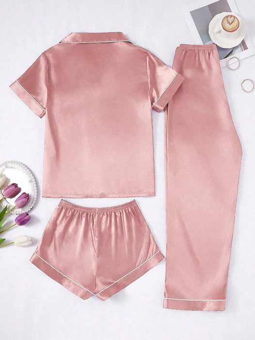 Three Piece Button Up Pajama Set