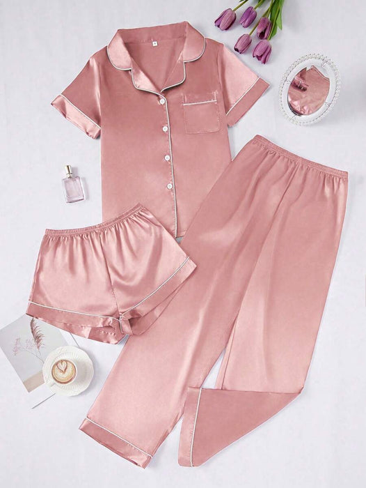 Three Piece Button Up Pajama Set