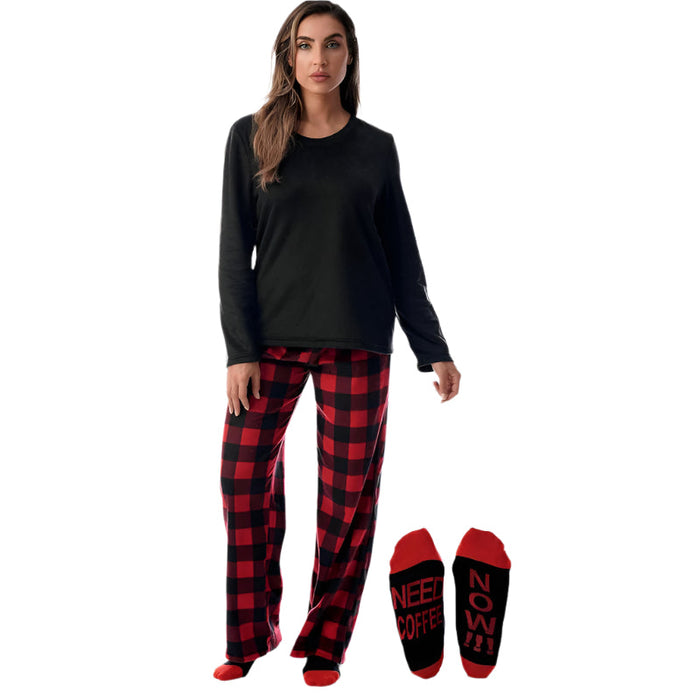 Plaid Pajama Set With Coordinating Socks