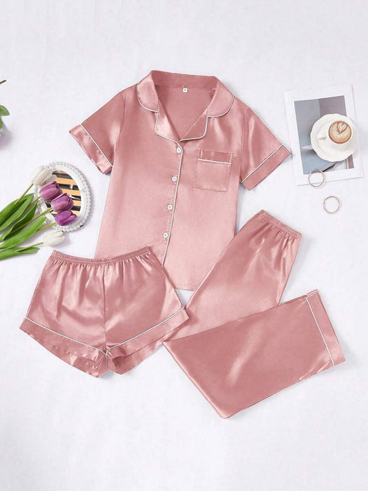 Three Piece Button Up Pajama Set