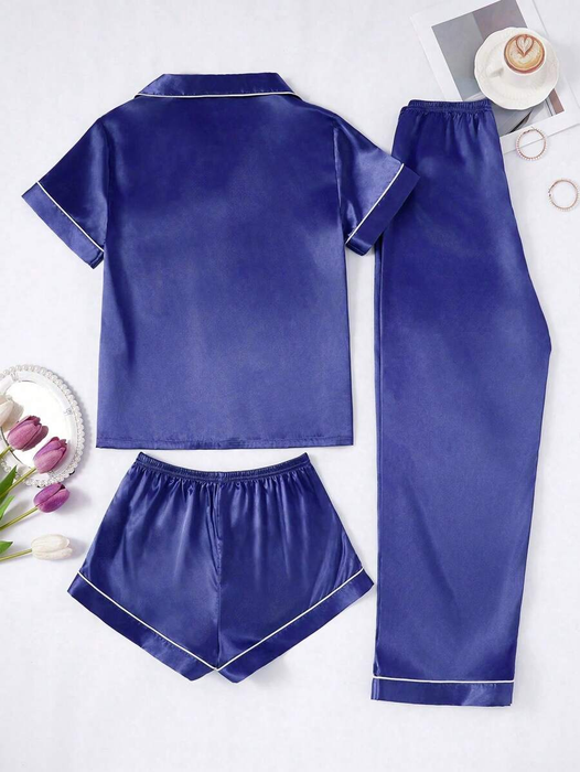 Three Piece Button Up Pajama Set