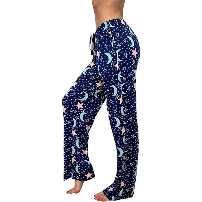 Moon And Stars Print Pajama Pants