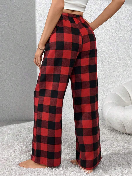 Plaid Pajama Pants With Bow Detail