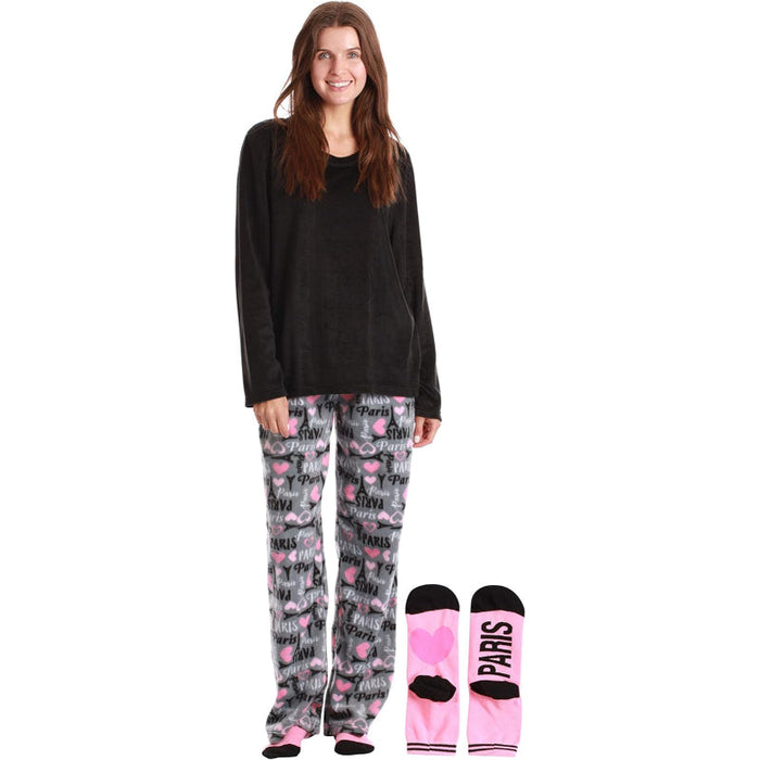 Printed Pajama Set With Coordinated Socks