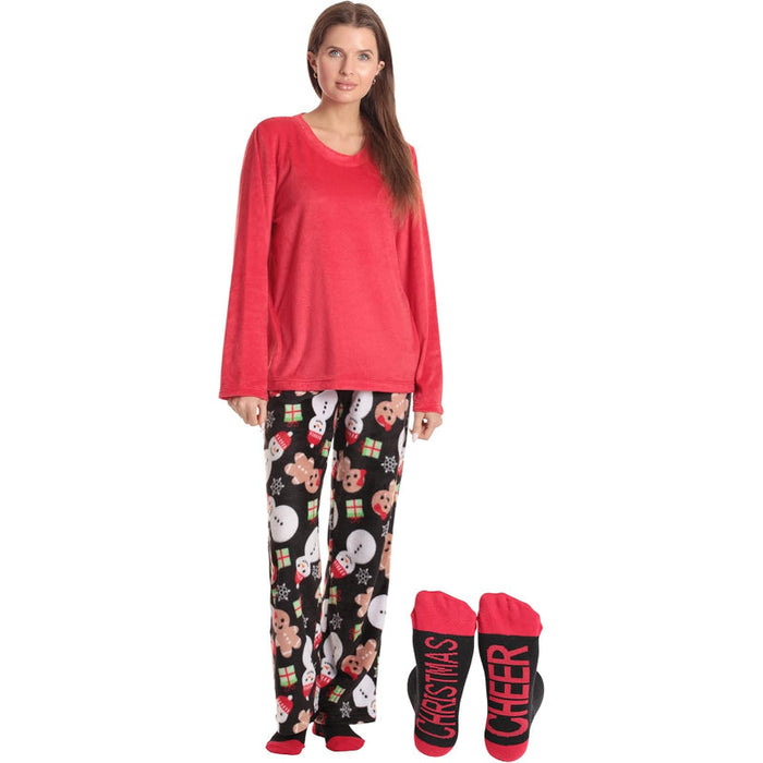 Printed Pajama Set With Coordinated Socks