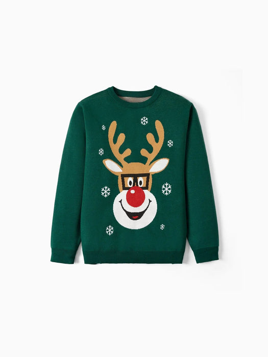 Reindeer Glasses Matching Christmas Sweater Set