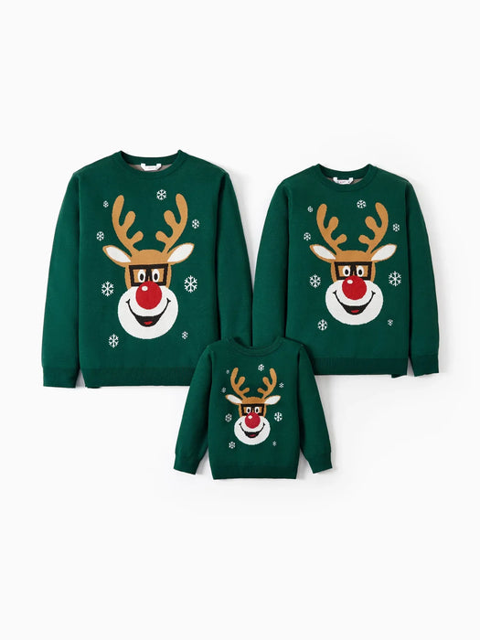 Reindeer Glasses Matching Christmas Sweater Set