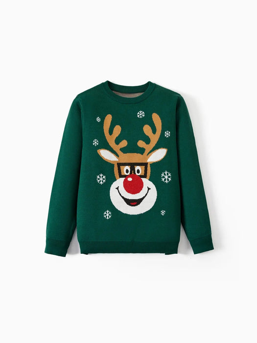 Reindeer Glasses Matching Christmas Sweater Set