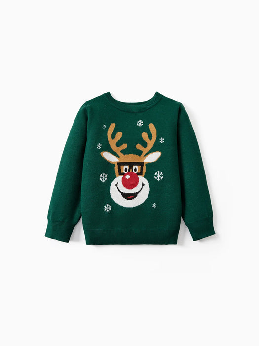 Reindeer Glasses Matching Christmas Sweater Set