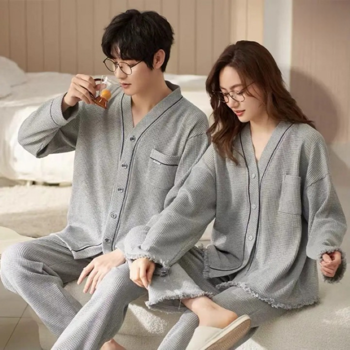 Spring and Autumn Long Sleeved Couple Pajama Set