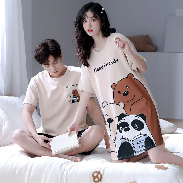 Summer Short Sleeve Couple Pajama Set