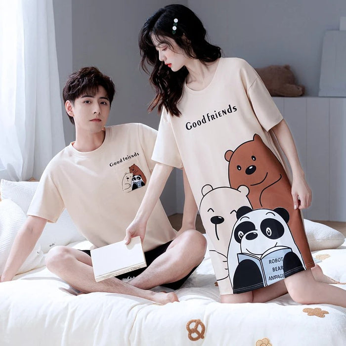 Summer Short Sleeve Couple Pajama Set