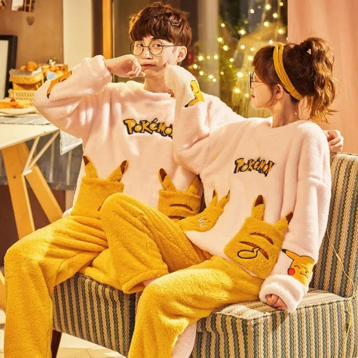 Thickened Coral Soft Couple Pajamas Set