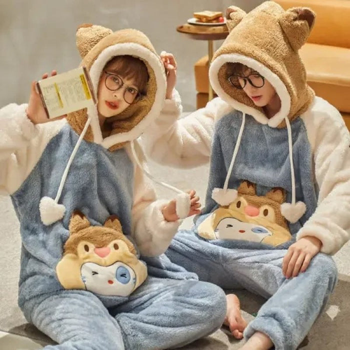 Thickened Coral Soft Couple Pajamas Set