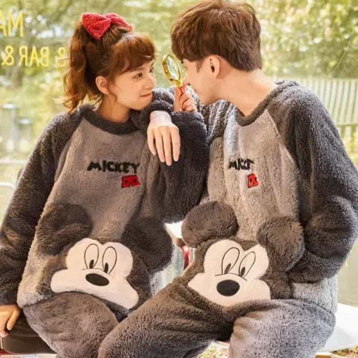 Thickened Coral Soft Couple Pajamas Set