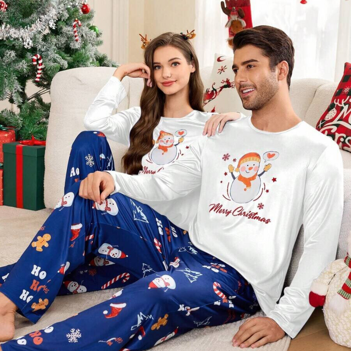 Two Pieces Christmas Santa Claus Pattern Couple Pajama Set