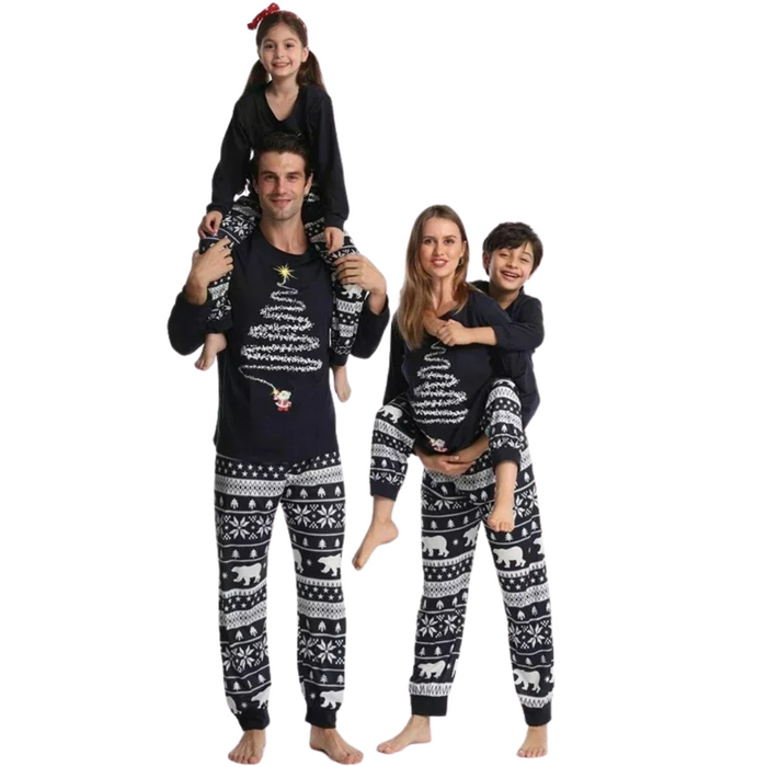 Firework Printed Christmas Festive Family Matching Pajama Set