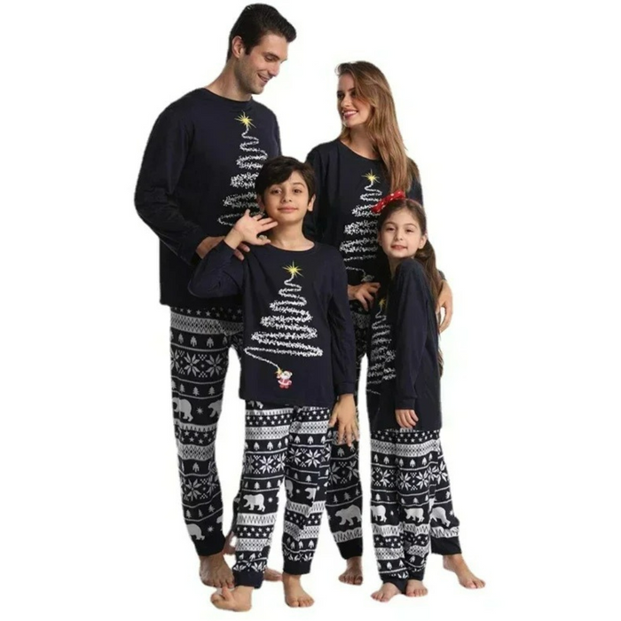 Firework Printed Christmas Festive Family Matching Pajama Set