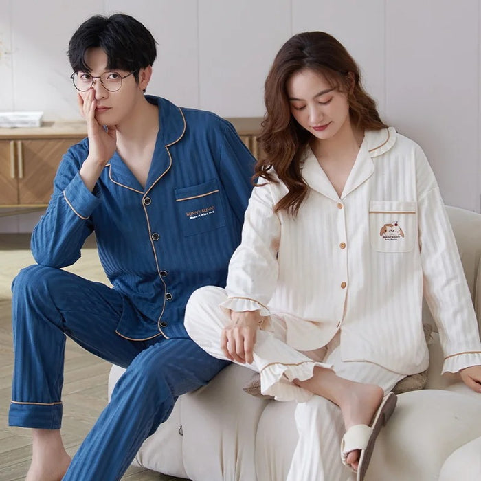 Cozy Long Sleeve Tops And Couple Pajama Set