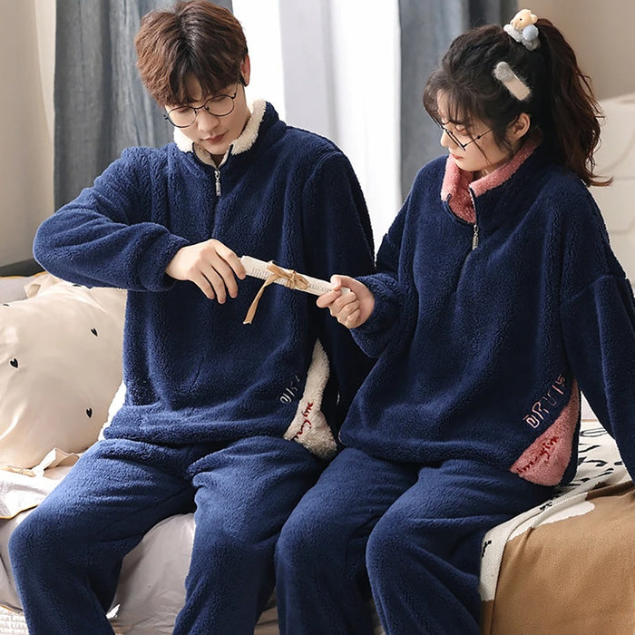 Cozy Plush Winter Couple Pajama Set