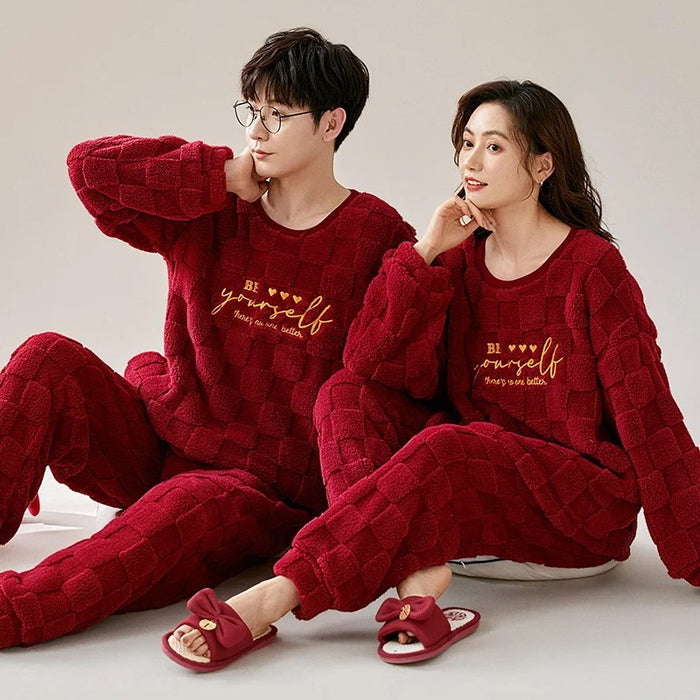 Long Sleeve Cartoon Printed Couple Pajamas Set