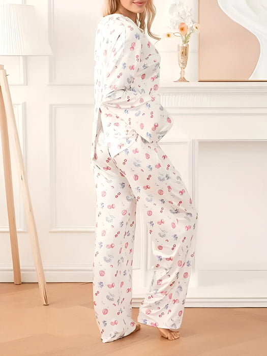 Cozy And Comfy Fit Printed Long Sleeve Pajama Set